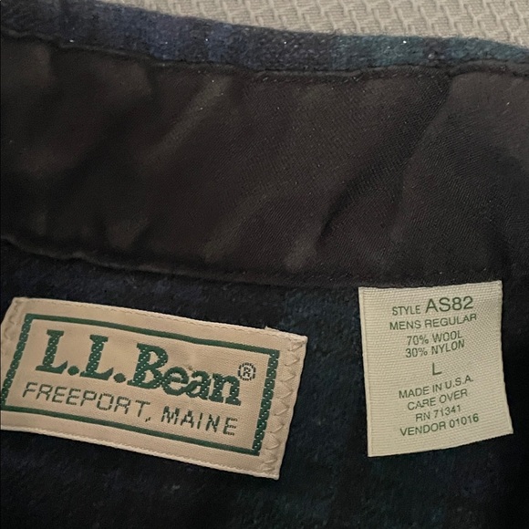 Vintage L.L. Bean Black Watch Plaid Wool Blend Men's Shirt Size Large - Picture 2 of 7